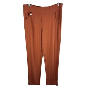 Onque Casual Burnt Orange Straight Leg Lightweight Stretchy Pull On Pants Size M